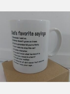 Dads Favorite Sayings Mug Coffee Cup Drinking Glass Gift Funny Father Present
